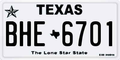 TX license plate BHE6701