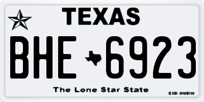 TX license plate BHE6923