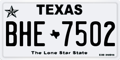 TX license plate BHE7502