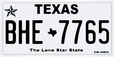 TX license plate BHE7765