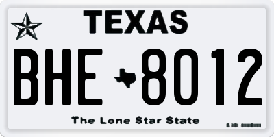 TX license plate BHE8012