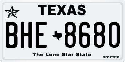 TX license plate BHE8680