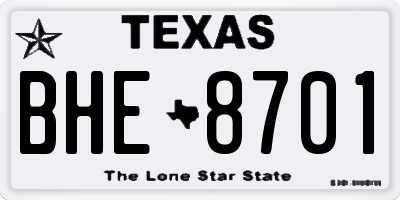 TX license plate BHE8701