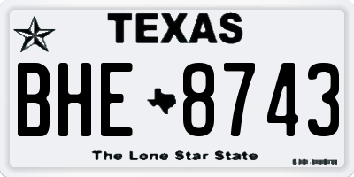 TX license plate BHE8743