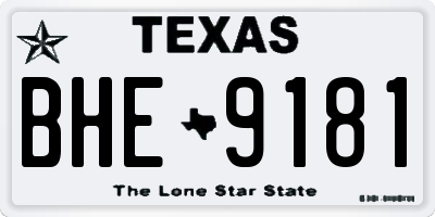 TX license plate BHE9181