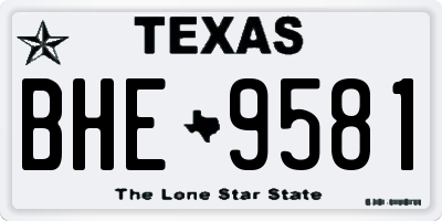 TX license plate BHE9581