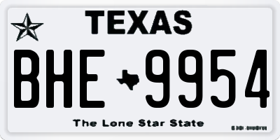 TX license plate BHE9954
