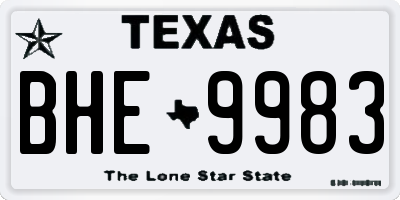 TX license plate BHE9983