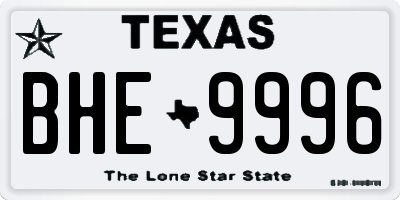 TX license plate BHE9996