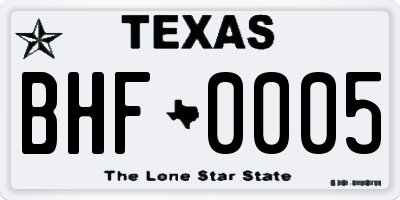 TX license plate BHF0005