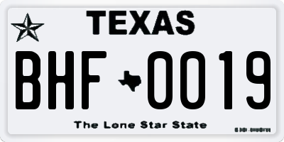 TX license plate BHF0019