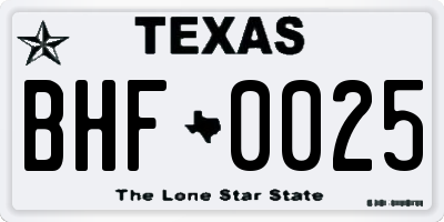 TX license plate BHF0025