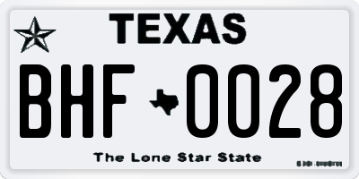 TX license plate BHF0028