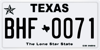 TX license plate BHF0071