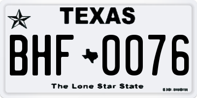 TX license plate BHF0076
