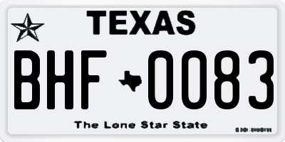 TX license plate BHF0083