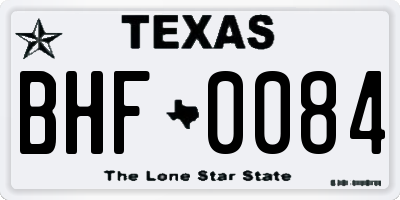 TX license plate BHF0084
