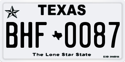 TX license plate BHF0087