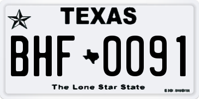 TX license plate BHF0091