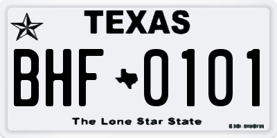 TX license plate BHF0101
