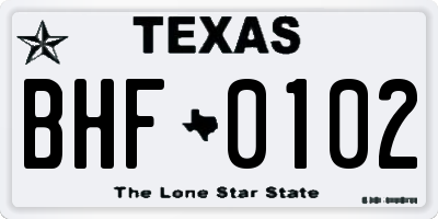 TX license plate BHF0102