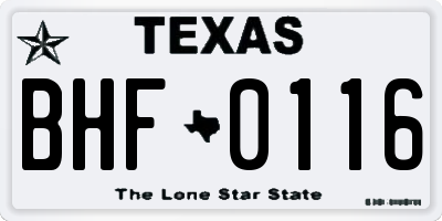 TX license plate BHF0116