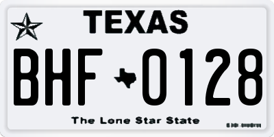 TX license plate BHF0128