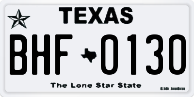 TX license plate BHF0130
