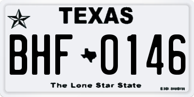 TX license plate BHF0146