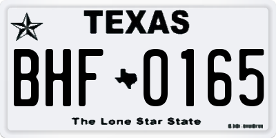 TX license plate BHF0165