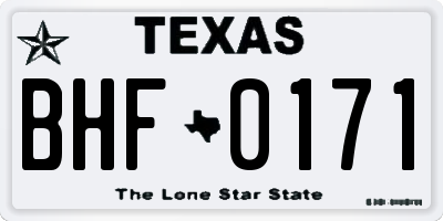 TX license plate BHF0171