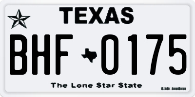 TX license plate BHF0175