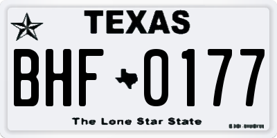 TX license plate BHF0177
