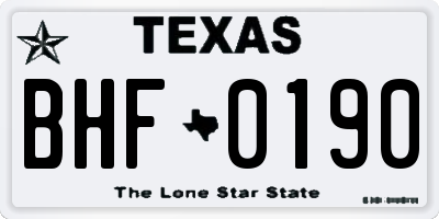 TX license plate BHF0190