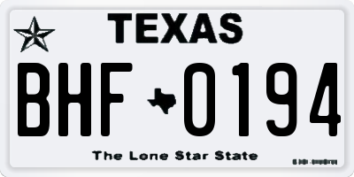 TX license plate BHF0194