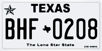 TX license plate BHF0208