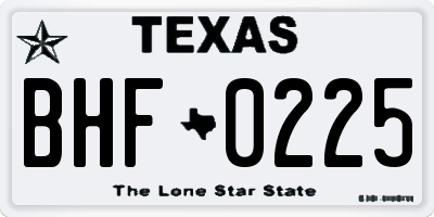 TX license plate BHF0225