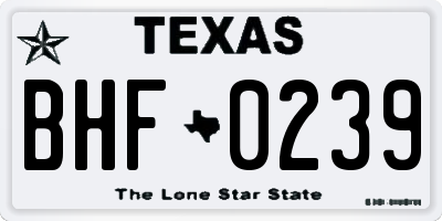 TX license plate BHF0239