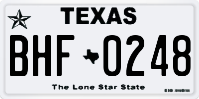 TX license plate BHF0248