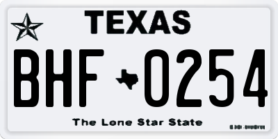 TX license plate BHF0254
