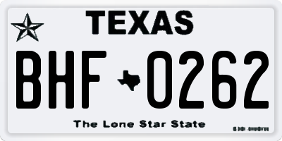 TX license plate BHF0262
