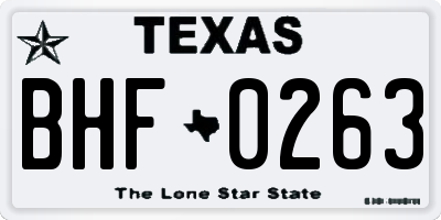 TX license plate BHF0263