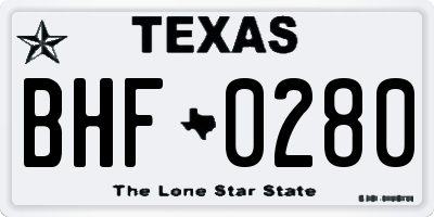 TX license plate BHF0280