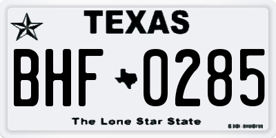 TX license plate BHF0285