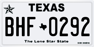 TX license plate BHF0292