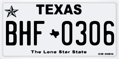 TX license plate BHF0306