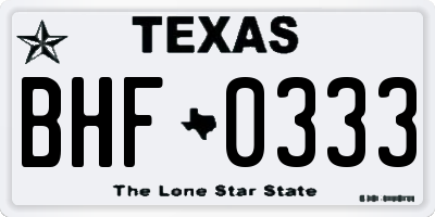 TX license plate BHF0333
