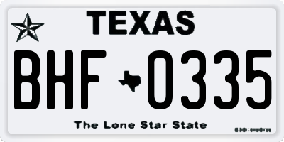 TX license plate BHF0335