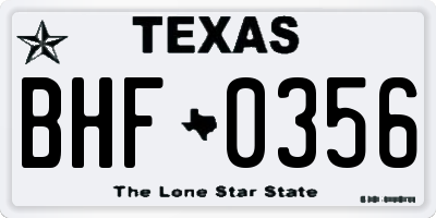 TX license plate BHF0356