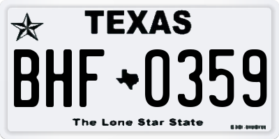 TX license plate BHF0359